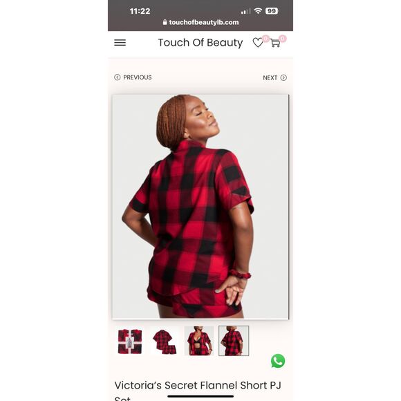 Womens Victorias Secret Red Buffalo Plaid Pajamas Top Sleep Shirt - Sz S - Picture 2 of 3